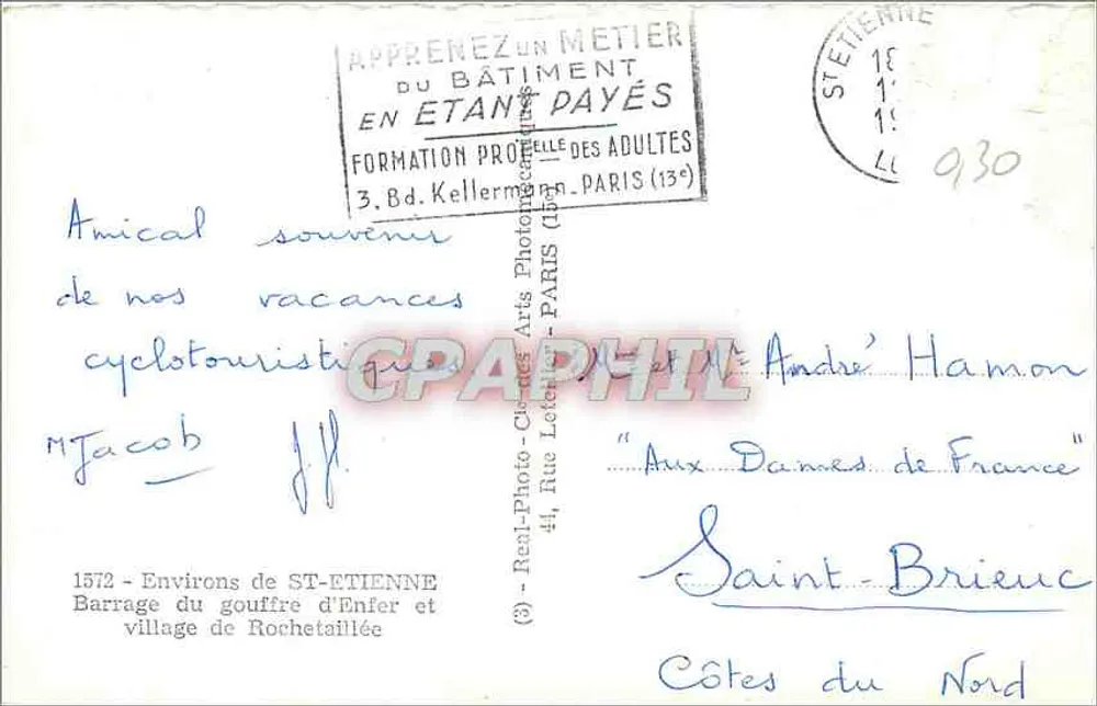 Staudamm des Hölle-Tals und Dorf Rochetaillée — Umgebung von Saint-Étienne — Verleger Cap - Rückseite