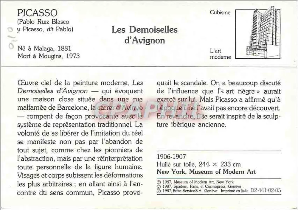 As Moças de Avignon — Picasso — Spadem, Paris, Cosmopress, Genève - Verso
