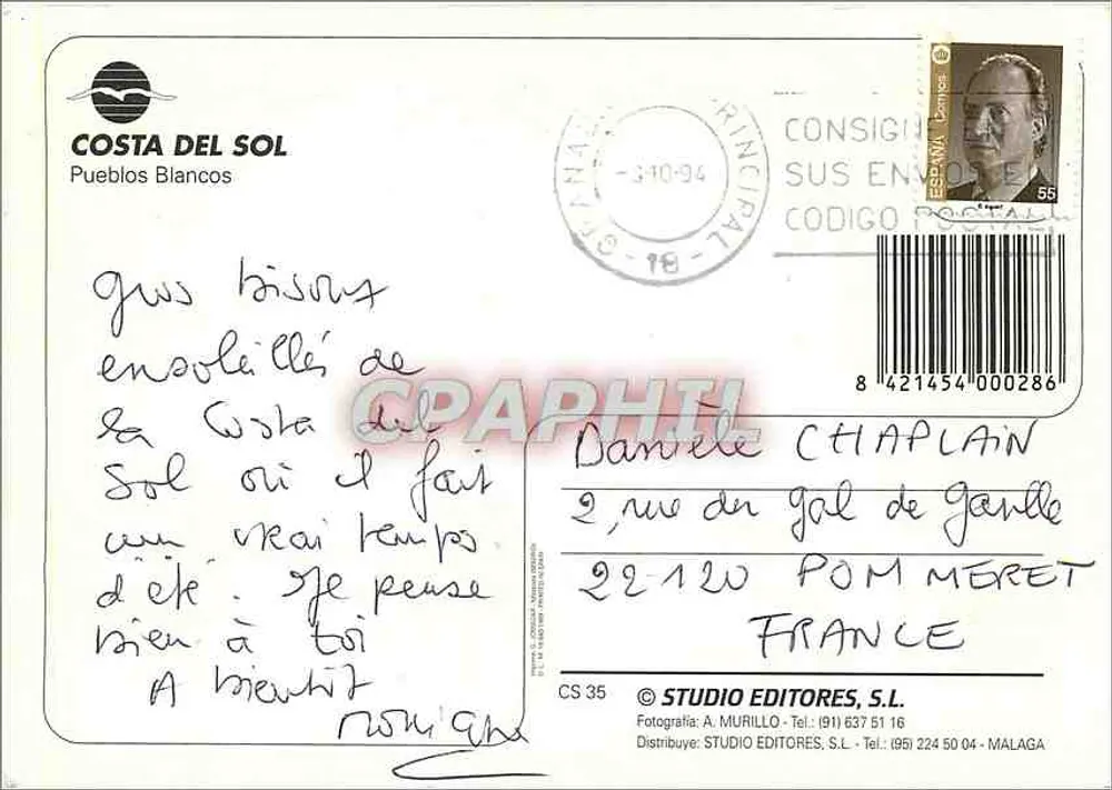 कोस्टा डेल सॉल — प्यूब्लो ब्लैंको — स्टूडियो एडिटोर्स, एस.एल. संख्या CS 35 - पीछे