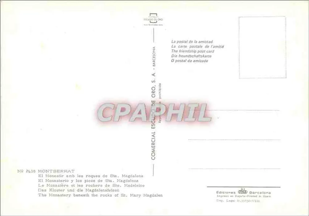 Montserrat — das Kloster am Fuße der Felsen — Verleger Comercial Escudo de Oro S.A., Nr. 2418 - Rückseite