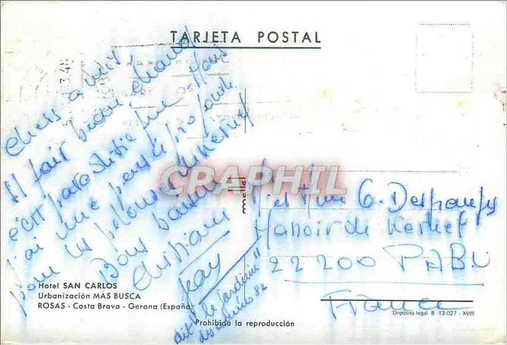 Schwimmbecken des Hotels San Carlos — Rosas, Costa Brava — Verlag Graphphil - Rückseite