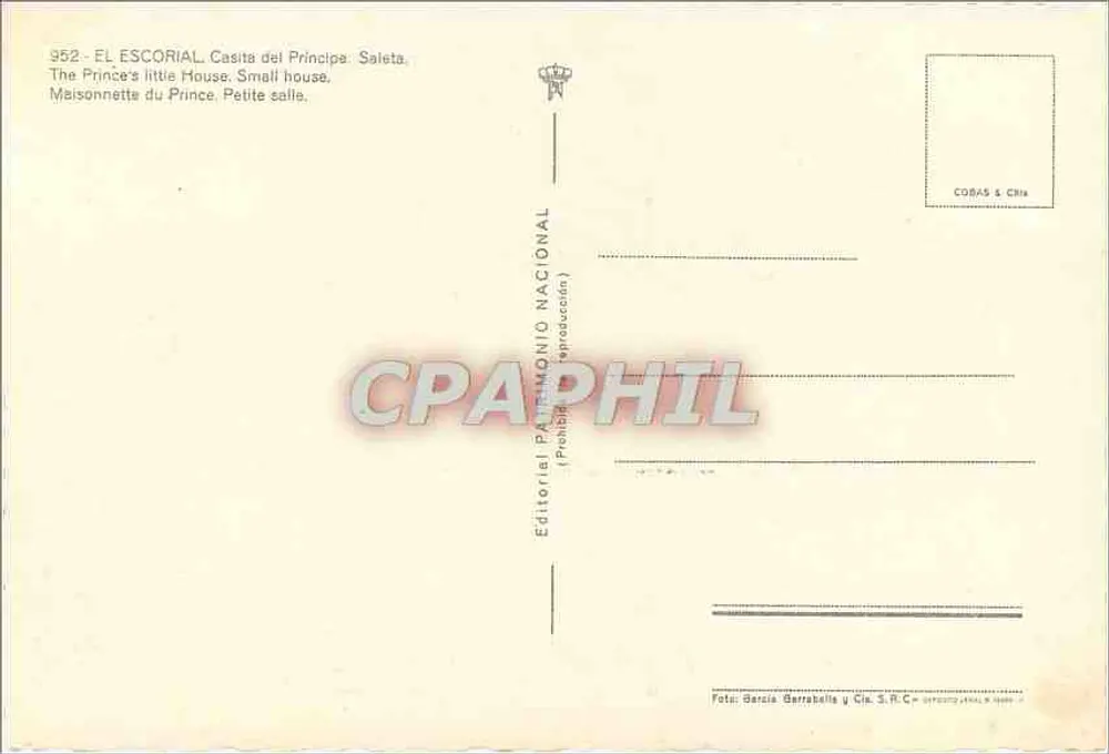 El Escorial — Casita del Príncipe. Saleta — Editorial Patrimonio Nacional - Rückseite