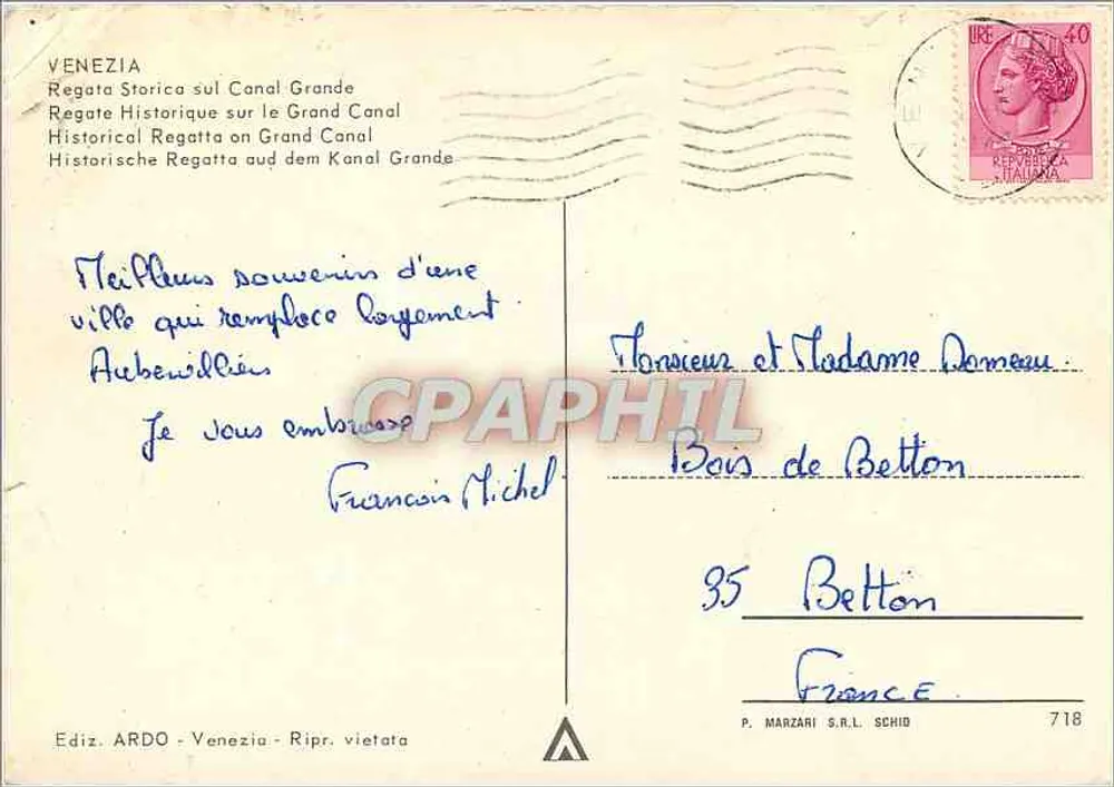 Vénétie — Regata Storica sul Canal Grande — Éd. ARDO - Verso