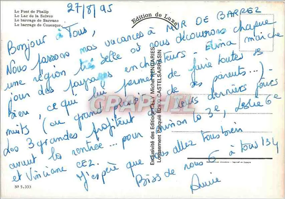 Paisagens do Norte Aveyron — Edição de luxo, n° 5.333, por Cely - Verso