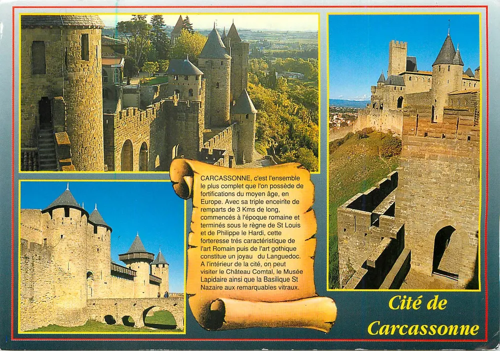 Cidade de Carcassonne — vista dos muros e torres — S.A. APA-POUX - Frente