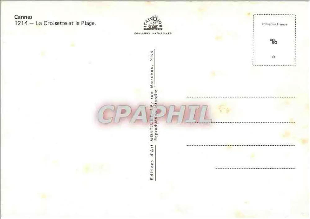कैन्स - क्रूइसेट और प्लेज़ - एडिशन डे आर्ट मॉंटलू, निस - पीछे
