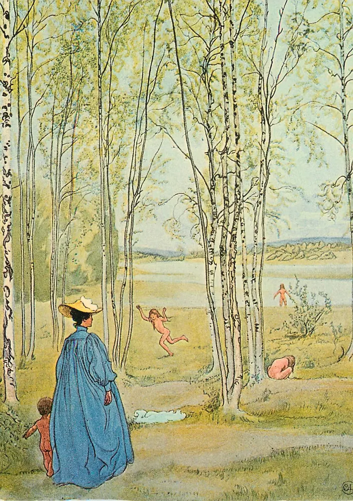 Idyll dans les bouleaux — Carl Larsson — éditeur SCANDINAVIAN VÄRLD, LUND, SUÈDE - Recto