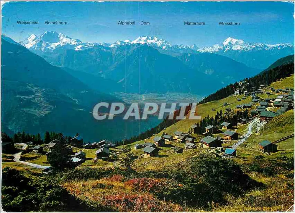 अल्प्स का व्यापक दृश्य — पहाड़ और गांव — फोटो क्लोप्फेनस्टेन, एडलबोडेन - आगे