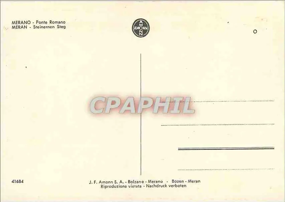 Merano - Ponte Romano — J.F. Amonn S.A. — n° 41684 - Verso