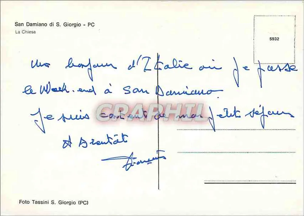 San Damiano — Piacenza — Seriennummer 5932 - Rückseite