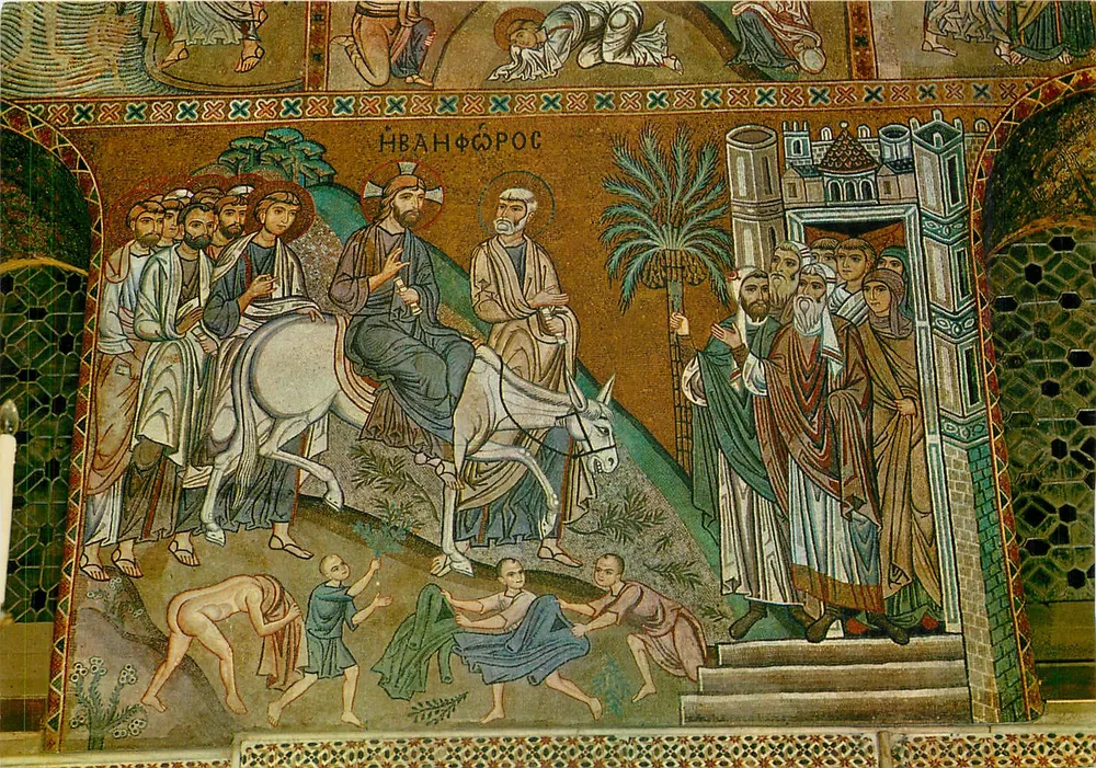 Einzug Jesu in Jerusalem — Palatinische Kapelle, 12. Jahrhundert — Palermo - Vorderseite
