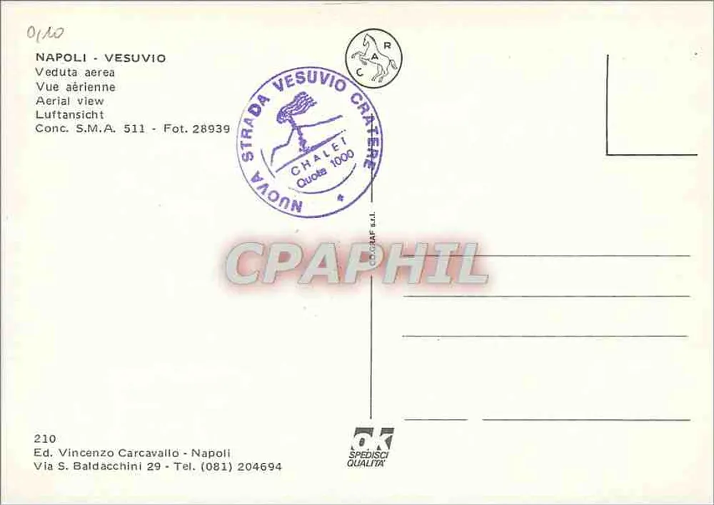 베스비우 — 항공 사진 — Ed. Vincenzo Carcavallo - 뒷면