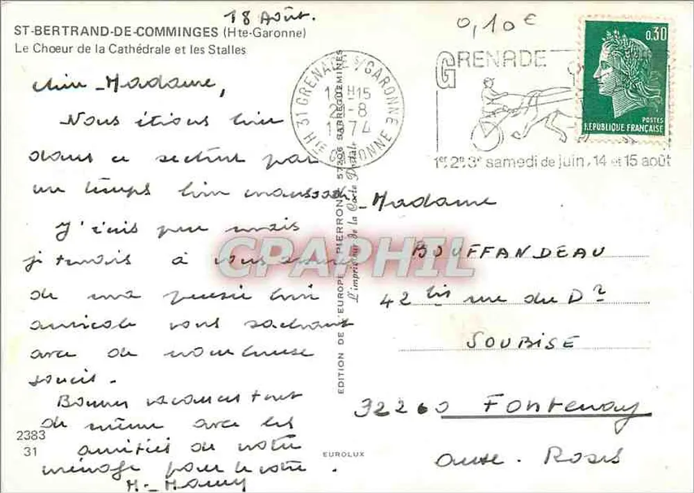Chor der Kathedrale von Saint-Bertrand-de-Comminges — Verleger Europ — Nr. 2383 - Rückseite
