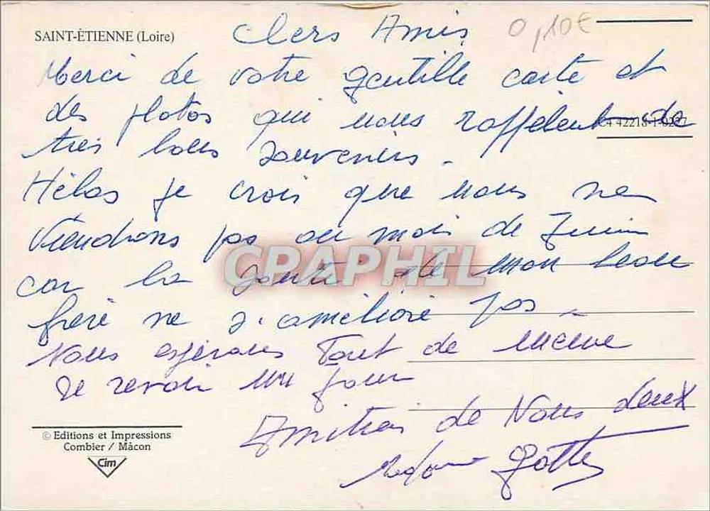 Saint-Étienne — vista aérea e monumentos — Éditions et Impressions Combier / Mâcon - Verso
