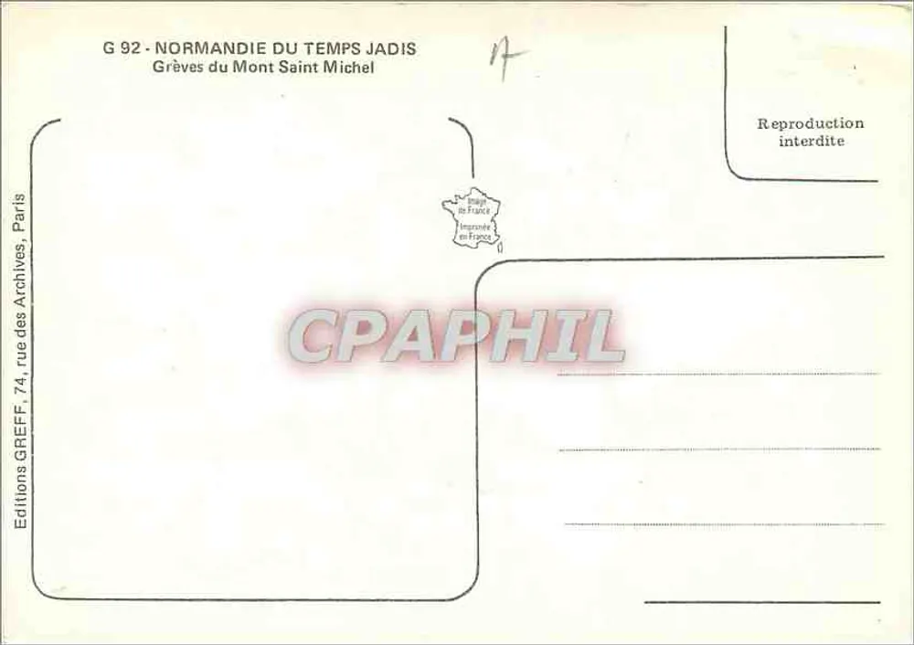 Ufer des Mont Saint-Michel — Éditions du Temps Jadis, n° G 92 - Rückseite