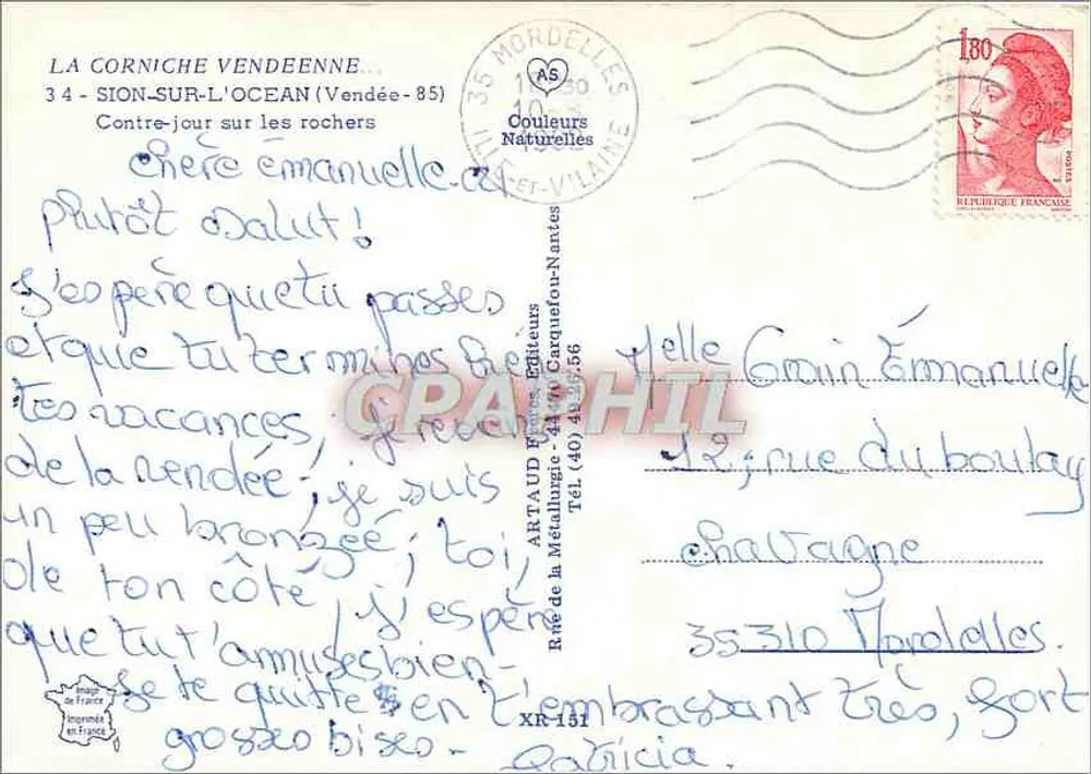 Die Vendée-Klippen — Sion-sur-l'Océan — Natürliche Farben - Rückseite