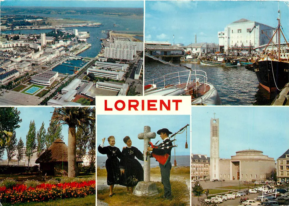 Lorient — vista geral, porto, jardim do Faouëdic, igreja Notre-Dame das Vitórias — Les Éditions (Finistère) n°23.329 - Frente
