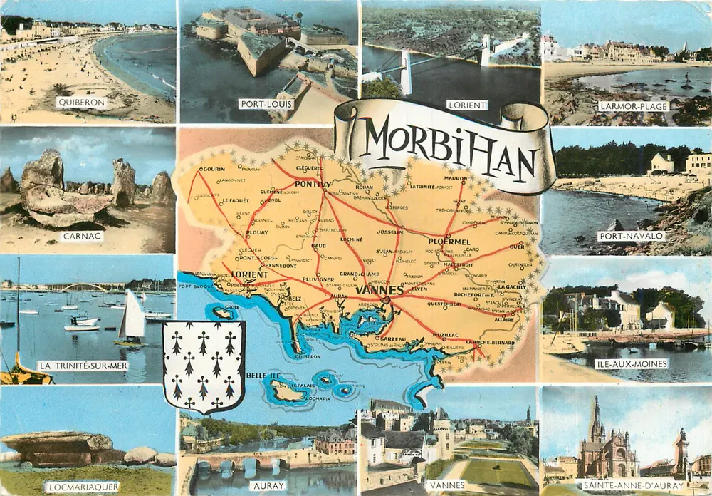 Morbihan — Carta postal turística — Edições Artaud & Pare, Nantes - Frente