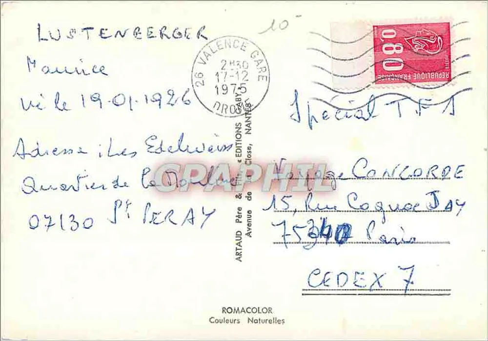 Morbihan — Carta postal turística — Edições Artaud & Pare, Nantes - Verso