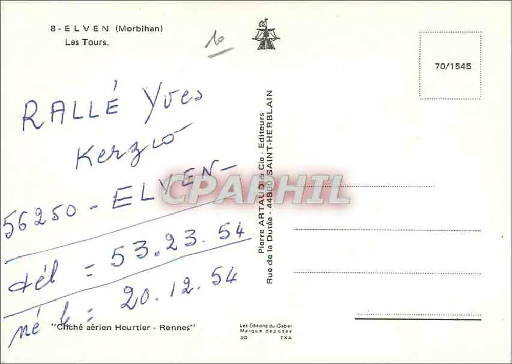 As Torres — Elven (Morbihan) — Pierre Artal & Cie - Editores - Verso