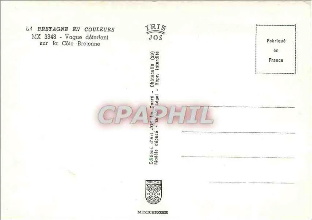 Vaga poderosa na Costa da Bretanha — Châteaulin (29) — Edições de Arte JOS - Verso