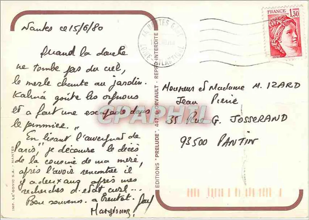 Zachód słońca nad morzem — Wydawca: Éditions Le Cogic S.A. — Numer serii: 447/90 - Rewers