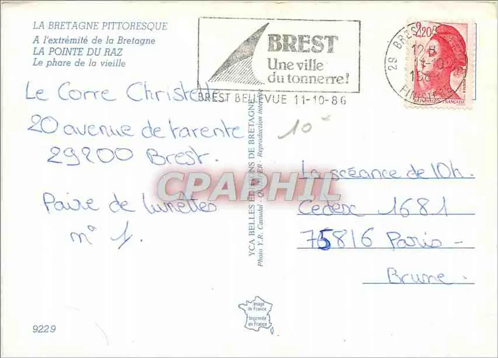 A Ponta do Raz — farol da Velha — YCA Belles Éditions de Bretagne - Verso