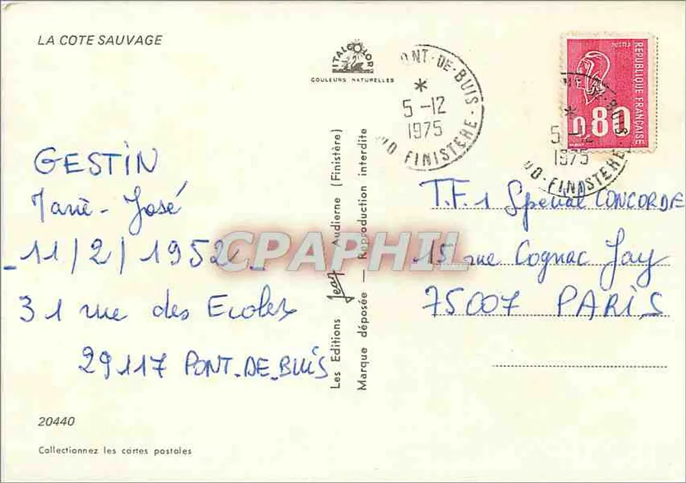 A Costa Selvagem — Finistère — Éditions Finistère - Verso
