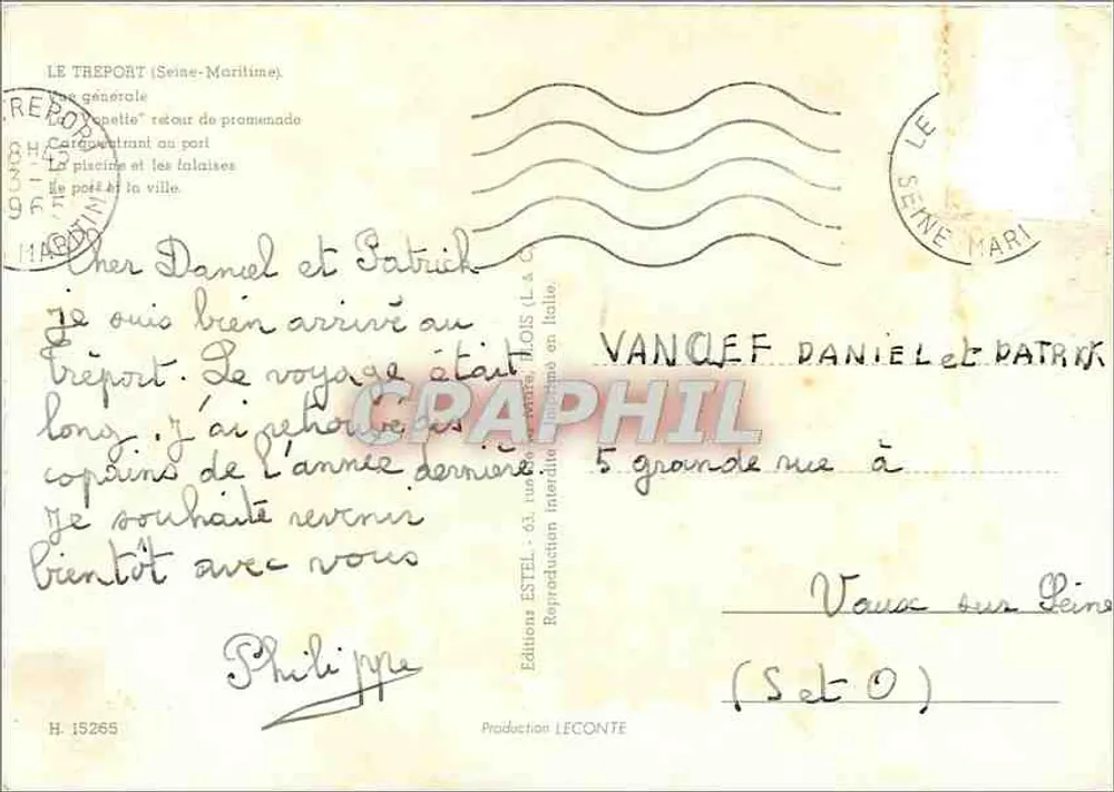 Tréport — Erinnerung an die Normandie — Verlag Estel, Nr. H.15265 - Rückseite
