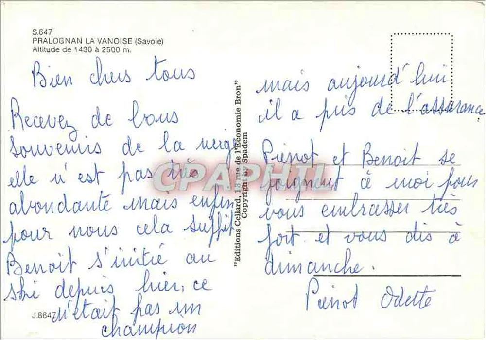 Pralognan — villaggio alpino innevato — Edizioni Spadéme, n° S.647 - Verso