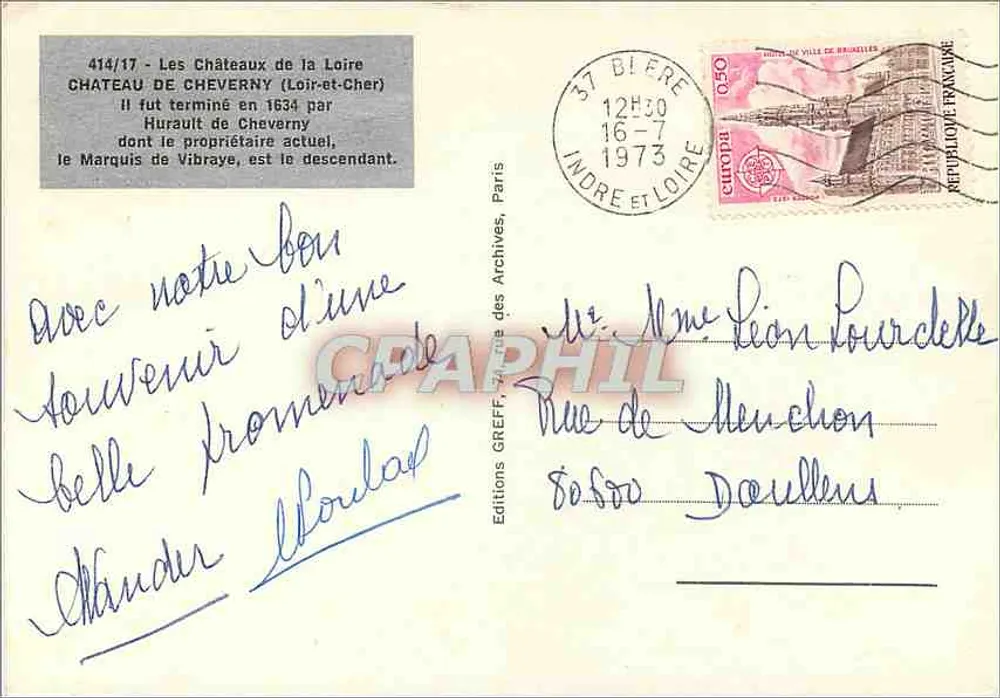 Château de Cheverny — Loir-et-Cher — Éditions Greff - Verso
