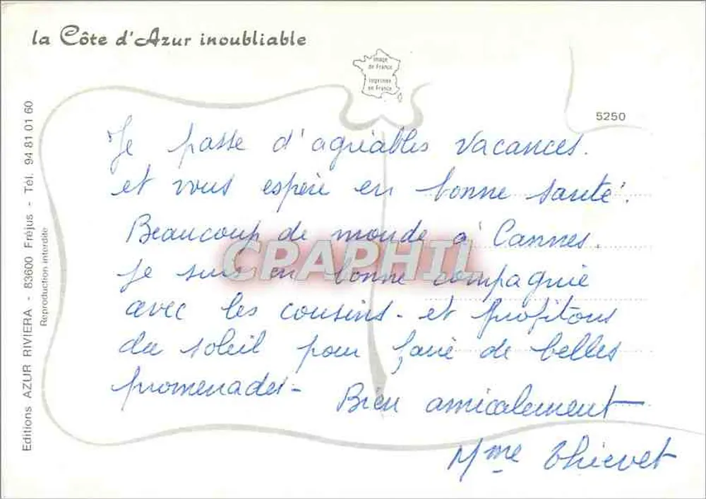 Unvergessliche Côte d'Azur — Villefranche, M. Carlo, Menton, Gorbio, St-Agnès — Éditions Côte d'Azur Fréjus - Rückseite