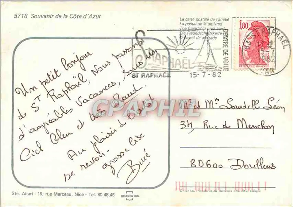 A Costa Azul — Monte Carlo, Menton, Cannes, etc. — Editora STÉ. ALTARI, Nice - Verso