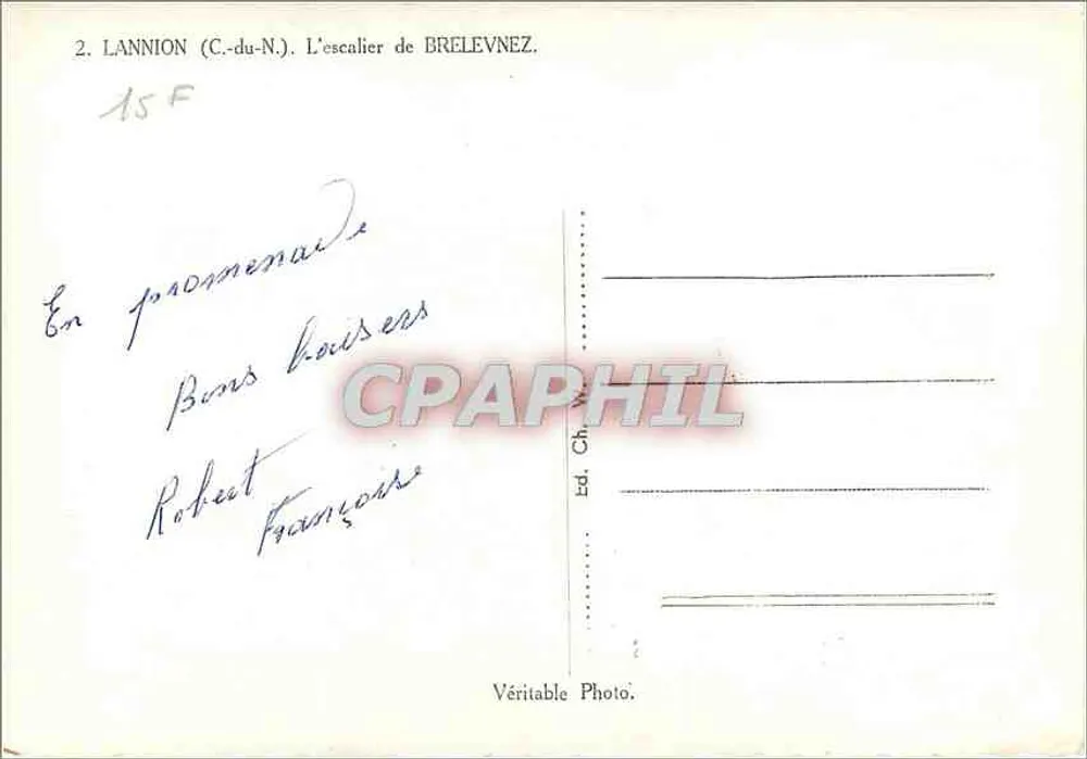 Lannion (C.-du-N.) — A escada de Brelevnez — Ed. Ch. Français - Verso