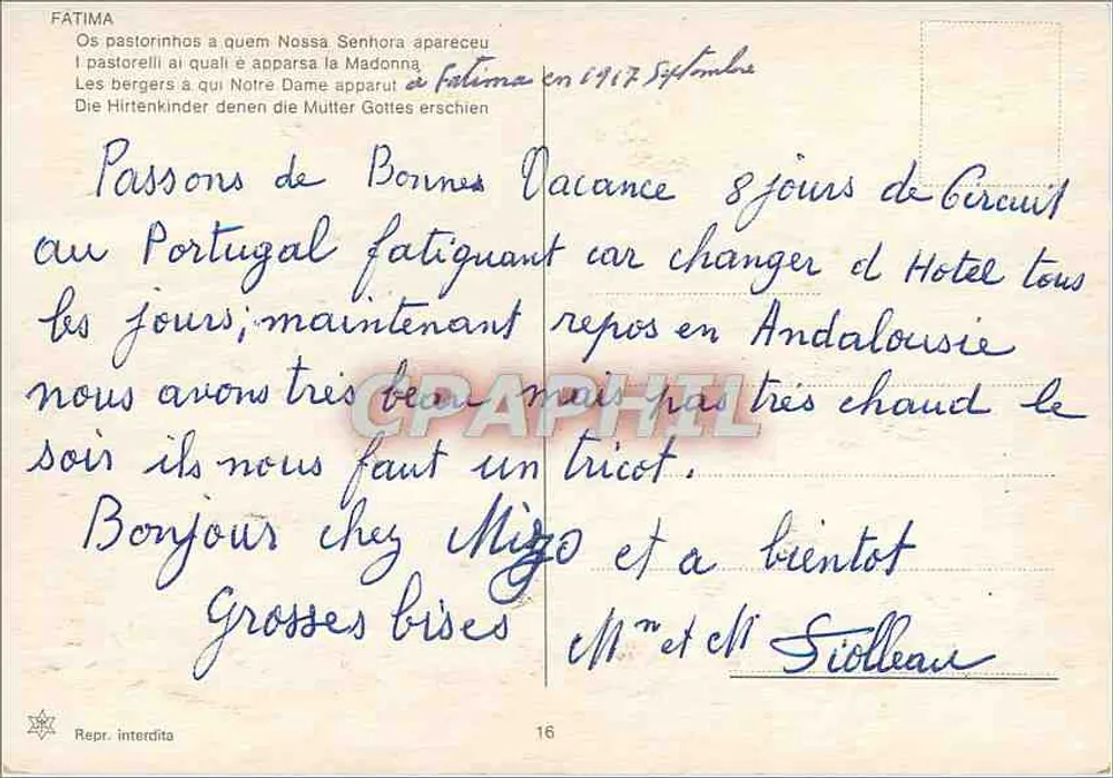 I tre bambini di Fátima — Jacinta, Francisco, Lucía — n°16 - Verso