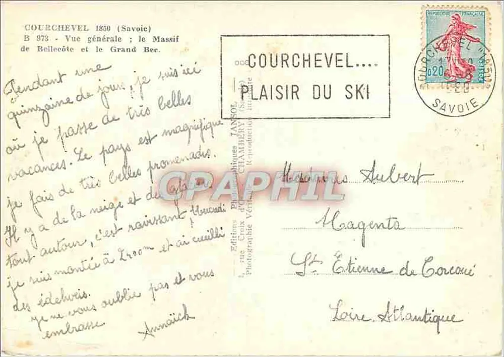 Courchevel 1850 (Savoie) — Allgemeiner Blick; der Bellecôte-Massiv und der Grand Bec — Verlag TANSOL - Rückseite