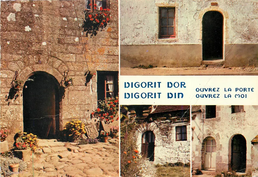 Portas de chaumière bretonas — Digorit Dor, Abra a porta — Éditions d'Art Légal, série MX 798 - Frente