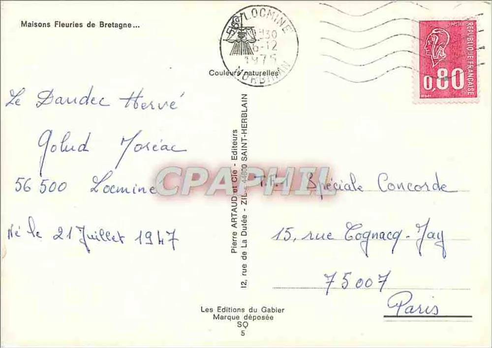 Maison Fleuries de Bretagne — Saint-Herblain — Wydawnictwo Pierre Artaud - Rewers