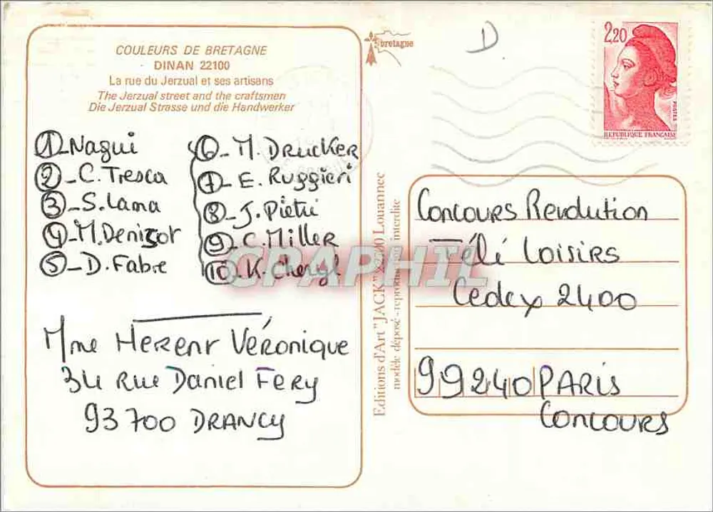 Dinan — Os artesãos do Jerzual — Edições de Arte 'Jack' Louannec - Verso