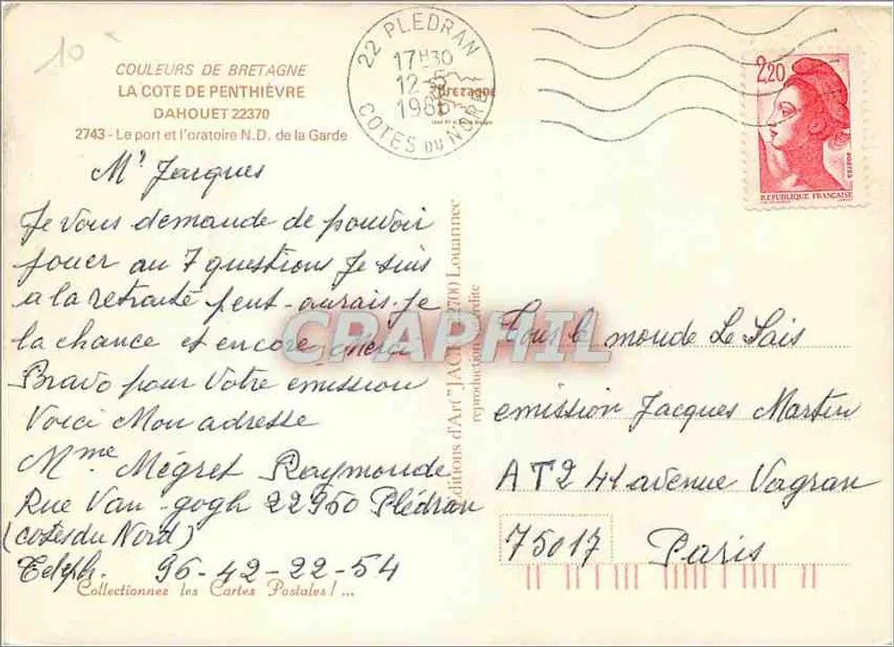Dahouët — A Côte de Penthièvre — editor Couleurs de Bretagne - Verso