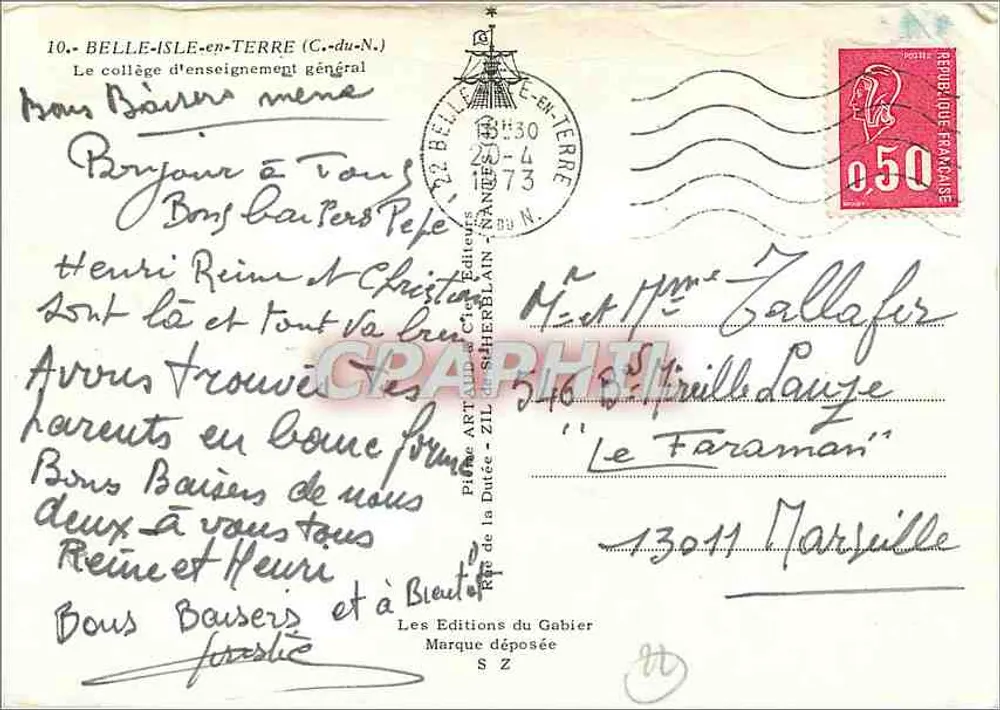 Belle-Île-en-Terre — Das Gymnasium — Éditions du Gabier - Rückseite