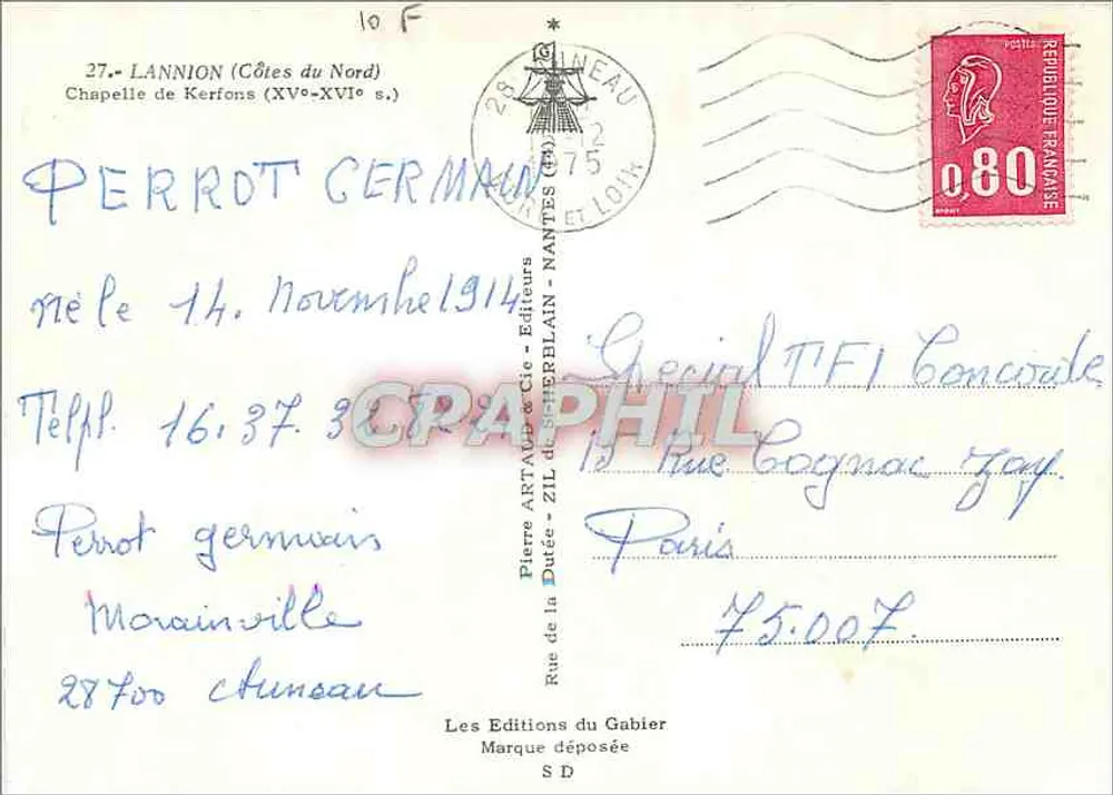 Capela de Kerfons — XVᵉ-XVIᵉ s. — Les Éditions du Gabier - Verso
