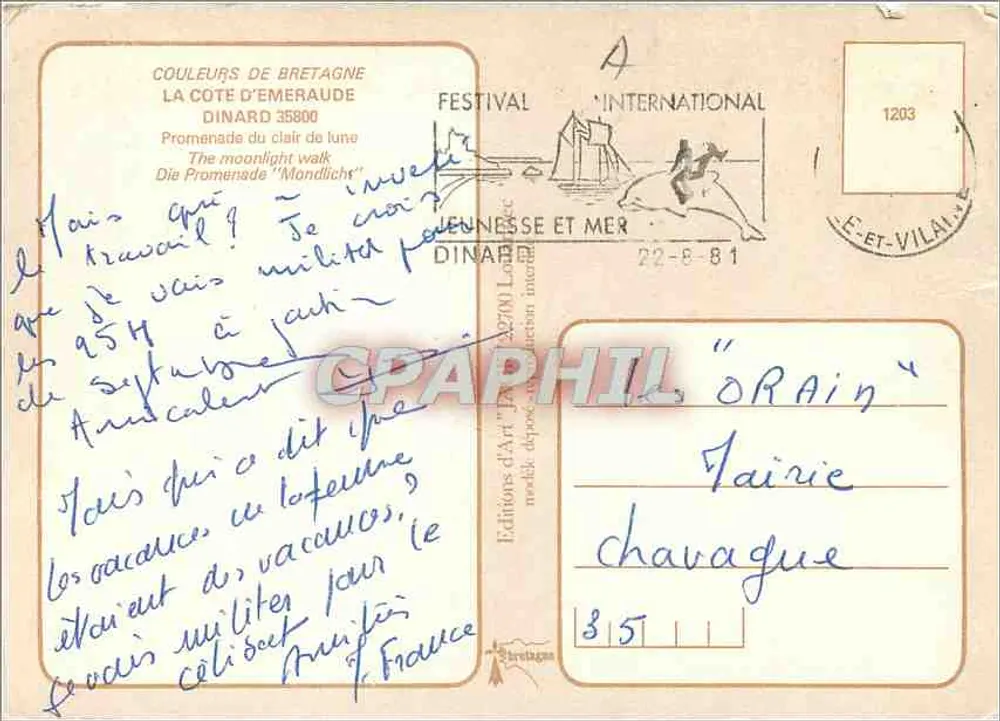 Dinard — Promenade du Clair de Lune — Éditions d'Art de Bretagne - Verso
