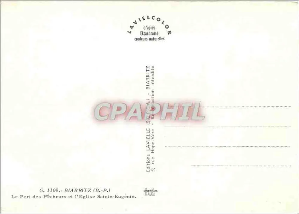 Biarritz - Der Hafen der Fischer und die Kirche Saint-Eugénie — Editions Lavielle - Rückseite