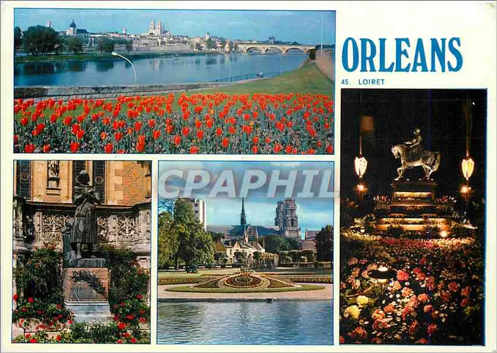 Orléans — vista panorâmica e monumentos — editor Cimcolor, n°45 Loiret - Frente