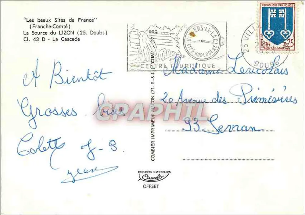 La Source du Lizon — Franche-Comté — éditeur CIM - Verso