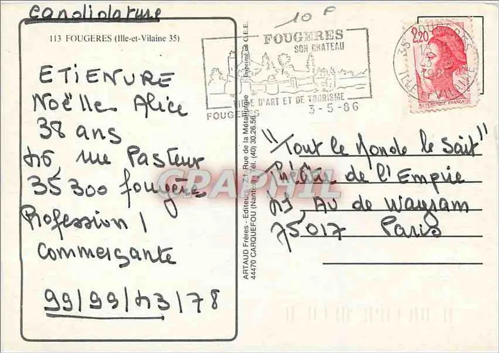 Fougeres — Castelo e trajes bretones - Verso