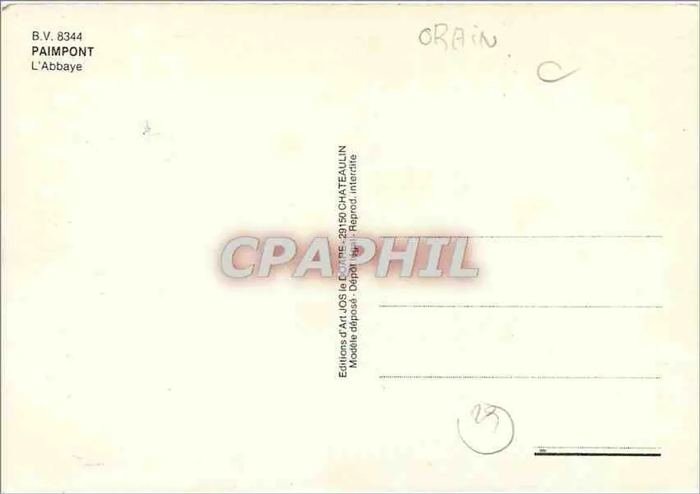 Paimpont — A Abadia — Éditions d'Art Jos - Verso