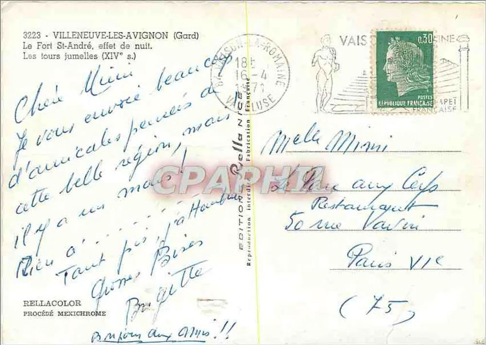 El Fuerte Saint-André — efecto de noche — editor Rellacolor, n° 3223 - Reverso