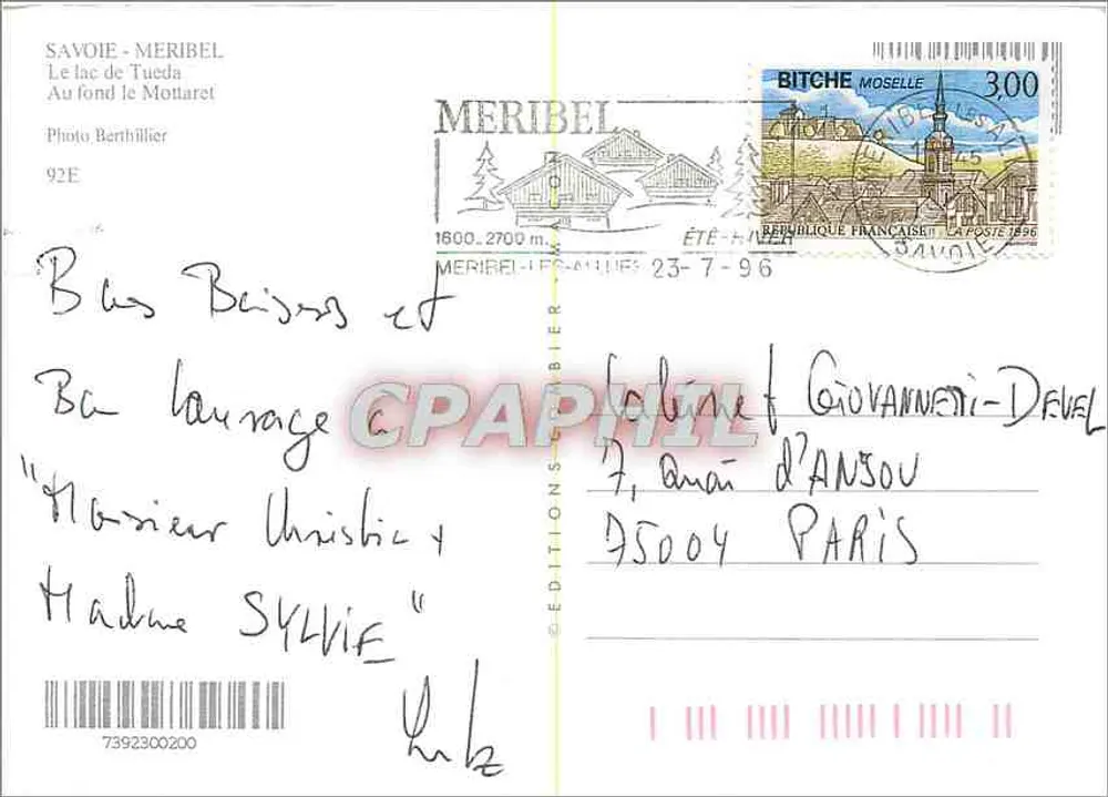 Vale de Méribel — Lago de Tueda e chalés de montanha — Éditions Berthillier - Verso